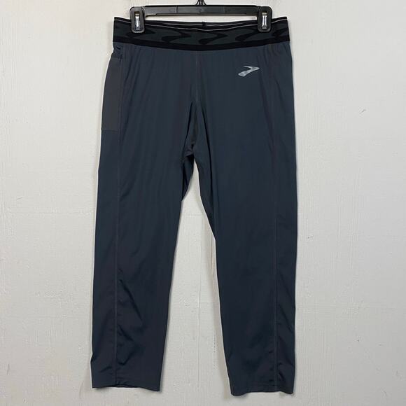 Brooks Gray Running Active Cropped Legging Pant Size Large - Picture 1 of 8